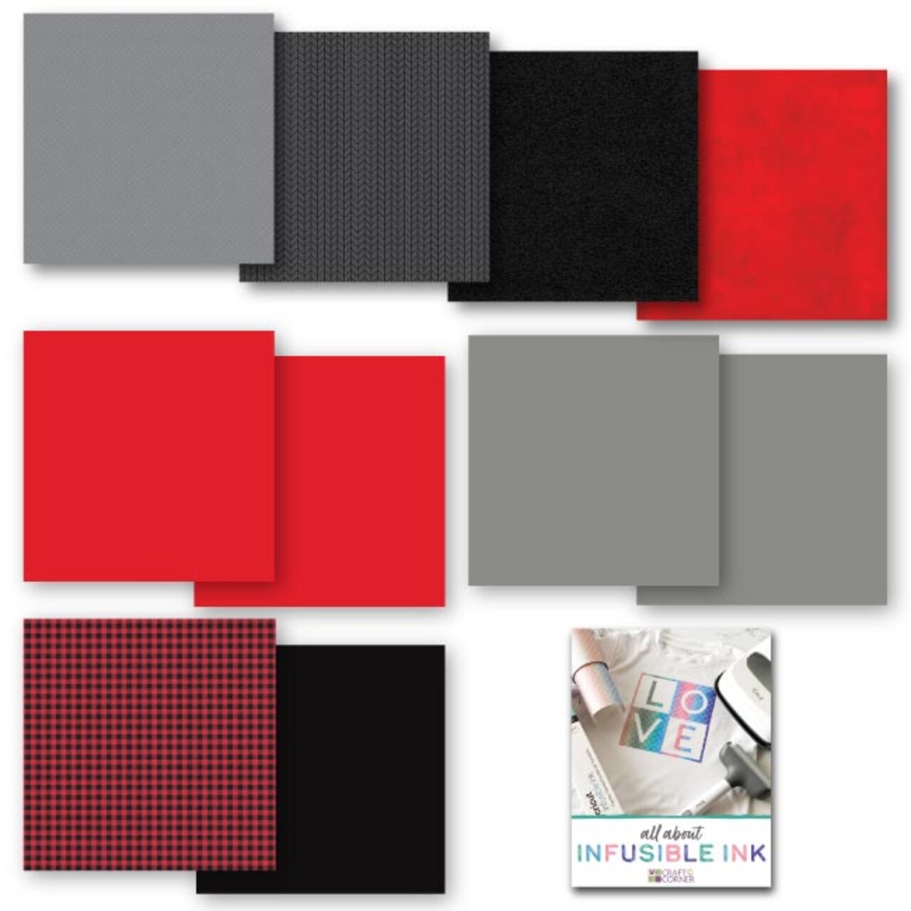 Cricut Infusible Ink Transfer Sheet Bundle with Red, Grey and Checkers